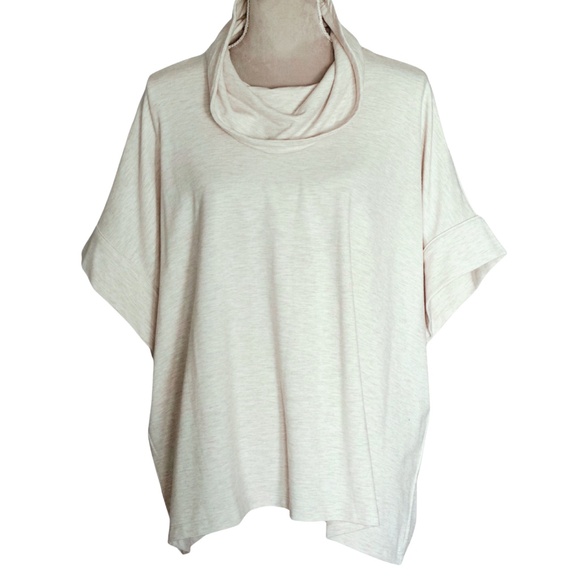 Fall Pullover Sweater Loungewear Sz XS/S Cowl Neck Dolman Sleeve Top Beige - Picture 1 of 7